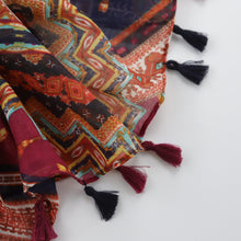Load image into Gallery viewer, Spring and summer national totem printing long scarf encryption Bali yarn scarf ladies travel sunscreen towel