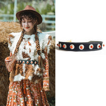 Load image into Gallery viewer, Retro Ethnic Tibetan Clothing Belt Elastic Waist Belt Turquoise Beading Accessories Tibetan Robe Lady Belt