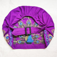 Load image into Gallery viewer, National style embroidered thin cotton and linen hat Women's hat Peacock embroidered hat Tie scarf hat