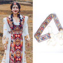 Load image into Gallery viewer, Bandwidth waist seal ethnic style Tibetan clothes robe with string waist chain retro embroidery women's national style