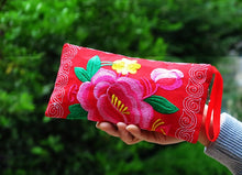 Load image into Gallery viewer, Long Double sided Embroidered Wallet, Wrist Bag, Handheld Bag, Women's Bag, Ethnic Style Cotton and Hemp Fabric Art Bag