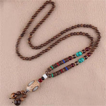 Load image into Gallery viewer, Unisex Handmade Necklace Nepal Buddhist Mala Wood Beads Pendant & Necklace Ethnic Fish Horn Long Statement Men Women's Jewelry