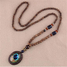 Load image into Gallery viewer, Unisex Handmade Necklace Nepal Buddhist Mala Wood Beads Pendant & Necklace Ethnic Fish Horn Long Statement Men Women's Jewelry
