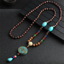 Load image into Gallery viewer, Unisex Handmade Necklace Nepal Buddhist Mala Wood Beads Pendant & Necklace Ethnic Fish Horn Long Statement Men Women's Jewelry