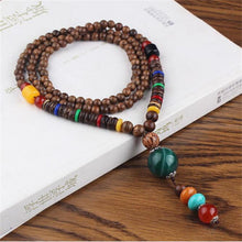 Load image into Gallery viewer, Unisex Handmade Necklace Nepal Buddhist Mala Wood Beads Pendant & Necklace Ethnic Fish Horn Long Statement Men Women's Jewelry
