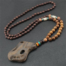 Load image into Gallery viewer, Unisex Handmade Necklace Nepal Buddhist Mala Wood Beads Pendant & Necklace Ethnic Fish Horn Long Statement Men Women's Jewelry