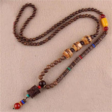 Load image into Gallery viewer, Unisex Handmade Necklace Nepal Buddhist Mala Wood Beads Pendant & Necklace Ethnic Fish Horn Long Statement Men Women's Jewelry