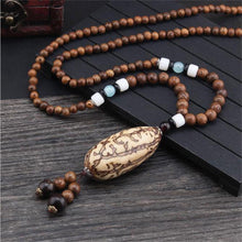 Load image into Gallery viewer, Unisex Handmade Necklace Nepal Buddhist Mala Wood Beads Pendant & Necklace Ethnic Fish Horn Long Statement Men Women's Jewelry