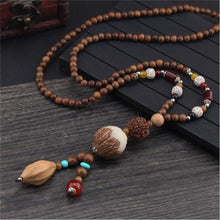 Load image into Gallery viewer, Unisex Handmade Necklace Nepal Buddhist Mala Wood Beads Pendant & Necklace Ethnic Fish Horn Long Statement Men Women's Jewelry
