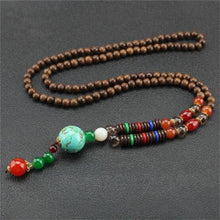 Load image into Gallery viewer, Unisex Handmade Necklace Nepal Buddhist Mala Wood Beads Pendant & Necklace Ethnic Fish Horn Long Statement Men Women's Jewelry
