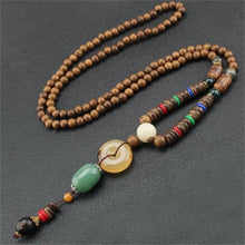 Load image into Gallery viewer, Unisex Handmade Necklace Nepal Buddhist Mala Wood Beads Pendant & Necklace Ethnic Fish Horn Long Statement Men Women's Jewelry
