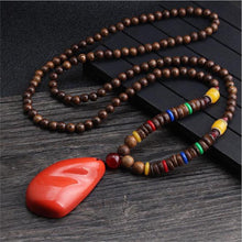 Load image into Gallery viewer, Unisex Handmade Necklace Nepal Buddhist Mala Wood Beads Pendant & Necklace Ethnic Fish Horn Long Statement Men Women's Jewelry