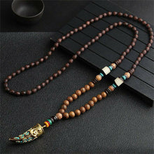 Load image into Gallery viewer, Unisex Handmade Necklace Nepal Buddhist Mala Wood Beads Pendant & Necklace Ethnic Fish Horn Long Statement Men Women's Jewelry