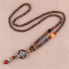 Load image into Gallery viewer, Unisex Handmade Necklace Nepal Buddhist Mala Wood Beads Pendant & Necklace Ethnic Fish Horn Long Statement Men Women's Jewelry