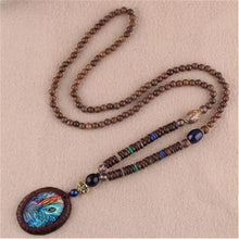 Load image into Gallery viewer, Unisex Handmade Necklace Nepal Buddhist Mala Wood Beads Pendant & Necklace Ethnic Fish Horn Long Statement Men Women's Jewelry