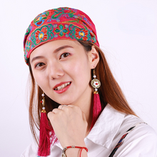 Load image into Gallery viewer, Tibetan Ethnic embroidered headscarf hat leisure retro embroidered hat