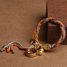 Load image into Gallery viewer, Hand-woven Tibetan wind reincarnation bracelet zakiram green tara yellow god of wealth Manjushri thangka bracelet Tibetan style bracelet