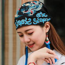 Load image into Gallery viewer, Tibetan Ethnic embroidered headscarf hat leisure retro embroidered hat
