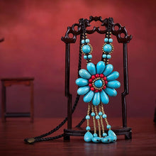 Load image into Gallery viewer, Women Boho Long Natural Stone Tassel Flower Vintage Ethnic Style Statement Necklace - hiblings
