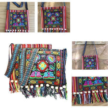Load image into Gallery viewer, Linen Thai Embroidery Totes Shoulder Tassels National Tibet Floral Soft Bags - hiblings
