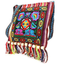 Load image into Gallery viewer, Linen Thai Embroidery Totes Shoulder Tassels National Tibet Floral Soft Bags - hiblings