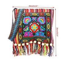 Load image into Gallery viewer, Linen Thai Embroidery Totes Shoulder Tassels National Tibet Floral Soft Bags - hiblings