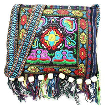 Load image into Gallery viewer, Linen Thai Embroidery Totes Shoulder Tassels National Tibet Floral Soft Bags - hiblings