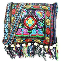 Load image into Gallery viewer, Linen Thai Embroidery Totes Shoulder Tassels National Tibet Floral Soft Bags - hiblings