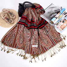 Load image into Gallery viewer, Ethnic Style Long Scarf Nepal Jacquard Fringed Cotton Ladies Shawl Scarf
