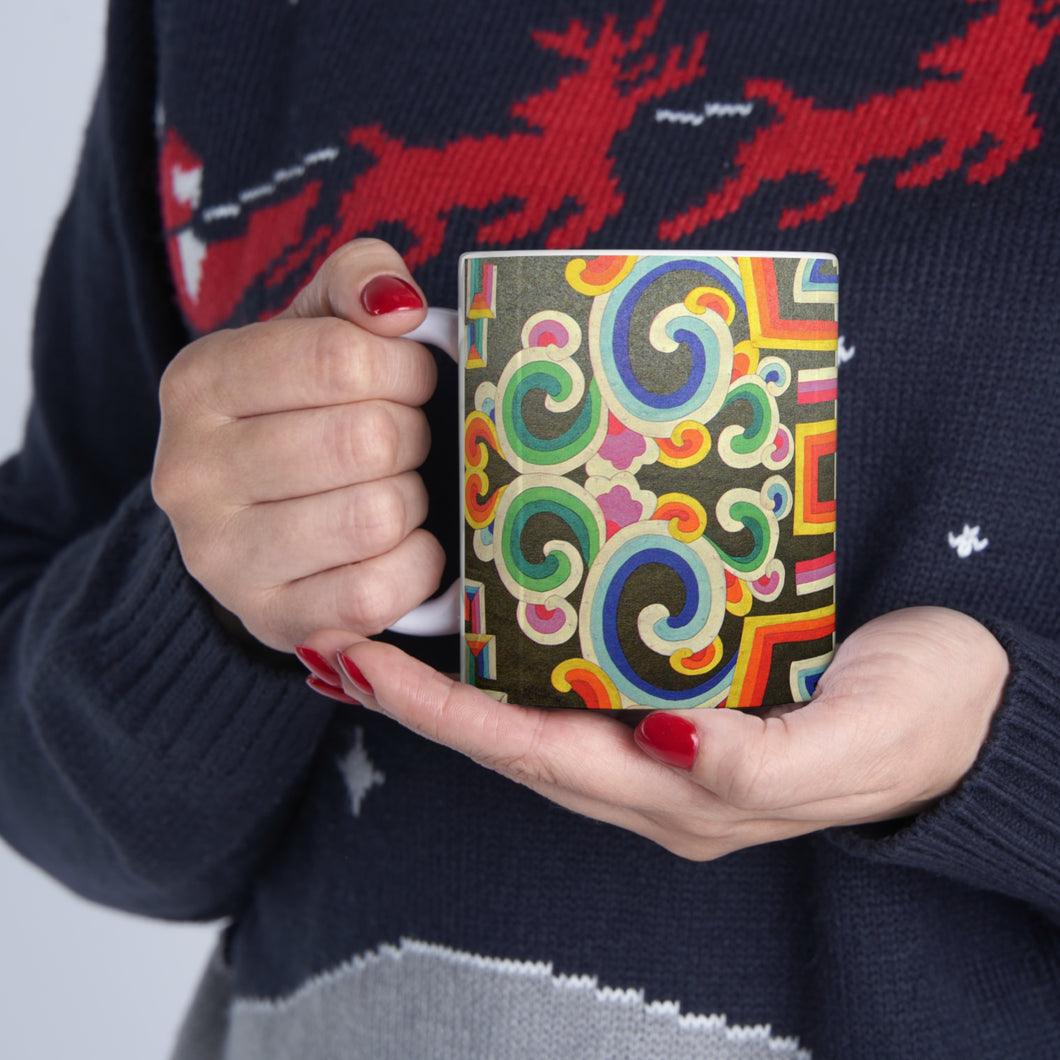 Tibetan Tradition Pattern Printing Ceramic Coffee Mug 11oz