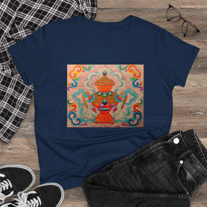 Tee Shirt Traditional Tibetan Treasure Bottle Women's Midweight Cotton