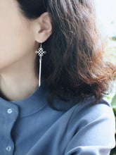 Load image into Gallery viewer, S925 Silver Art Retro Knot Tassel Earrings Elegant Bride Ethnic Style Ear Clip
