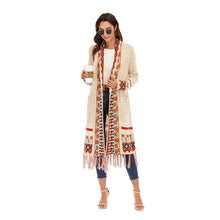 Load image into Gallery viewer, Ethnic Style Cardigan Sweater Women Retro Fringed Blouse Bohemian Style Knitted Sweater Cardigan Jacket
