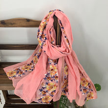 Load image into Gallery viewer, Embroidery Ethnic Style Literary and Artistic Embroidery Cotton and Linen Scarf Shawl Dual-purpose Women&#39;s Spring, Autumn and Winter Silk Scarf
