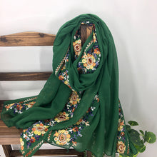 Load image into Gallery viewer, Embroidery Ethnic Style Literary and Artistic Embroidery Cotton and Linen Scarf Shawl Dual-purpose Women&#39;s Spring, Autumn and Winter Silk Scarf
