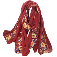 Load image into Gallery viewer, Embroidery Ethnic Style Literary and Artistic Embroidery Cotton and Linen Scarf Shawl Dual-purpose Women&#39;s Spring, Autumn and Winter Silk Scarf
