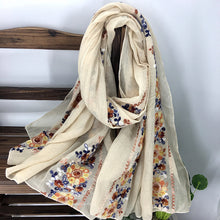 Load image into Gallery viewer, Embroidery Ethnic Style Literary and Artistic Embroidery Cotton and Linen Scarf Shawl Dual-purpose Women&#39;s Spring, Autumn and Winter Silk Scarf
