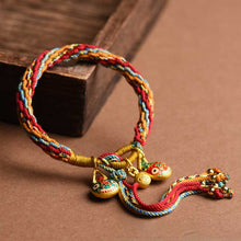 Load image into Gallery viewer, Handwoven Tibetan Style Cotton Rope Reincarnation Jewelry Bracelet Swallowing Gold Beast Hand Rope Bracelet
