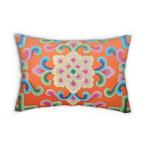 Tibetan Tradition Pattern Printing Spun Polyester Lumbar Pillow