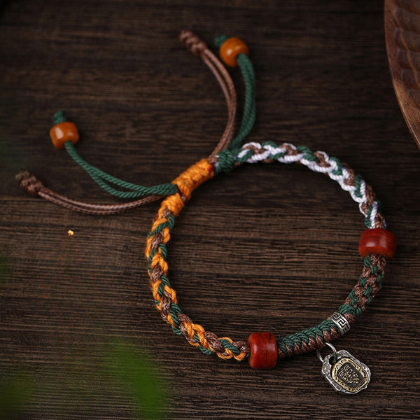 All Hand-woven Tibetan Hand Rope Zaki Ramwen Play Bracelet Men's and Women's Hand Rubbing Cotton Rope Ethnic Style Jewelry