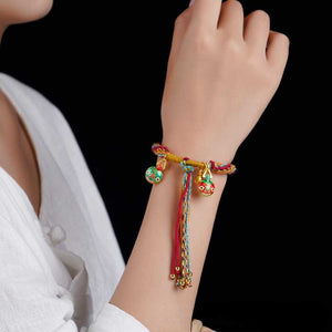 Handwoven Tibetan Style Cotton Rope Reincarnation Jewelry Bracelet Swallowing Gold Beast Hand Rope Bracelet