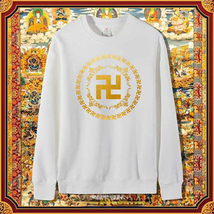 Buddha Heart Print 10,000 Characters Buddha Auspicious Cotton Sweatshirt for Men and Women New Buddhist Culture Pullover Long-sleeved Tops