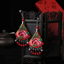 Load image into Gallery viewer, Ethnic Style Handmade Embroidered Earrings Ethnic Earrings Dance Accessories Ethnic Ornaments Peony Earrings

