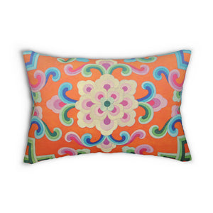 Tibetan Tradition Pattern Printing Spun Polyester Lumbar Pillow