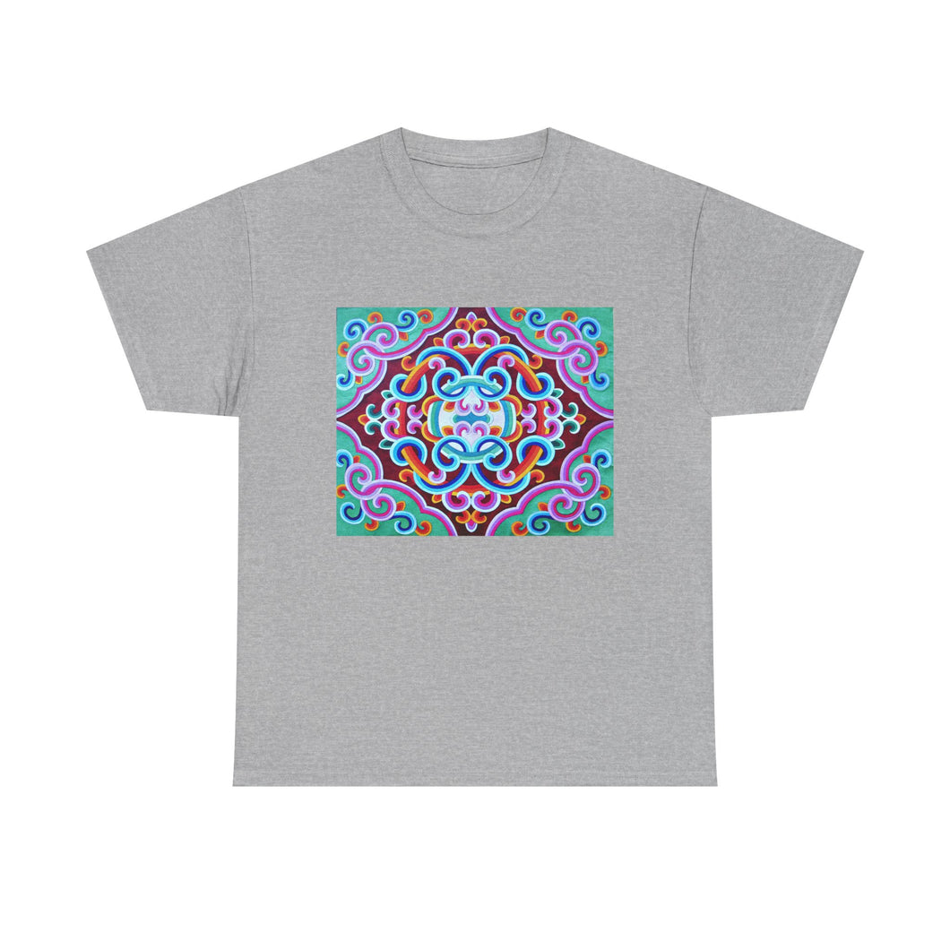 Tibetan Vintage Pattern printing T-shirt Unisex Heavy Cotton Tee