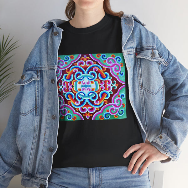 Tibetan Vintage Pattern printing T-shirt Unisex Heavy Cotton Tee