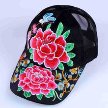 Load image into Gallery viewer, National characteristic thin mesh hat breathable cool hat embroidered casual Sun hat in summer women&#39;s Baseball cap
