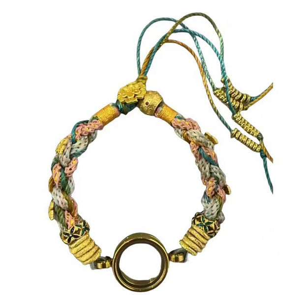 Hand-woven New Tibetan-style Ethnic Zakiram Thangka Yellow God of Wealth Hand Rope Women's Bracelet Retro Hand Rope