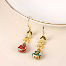 Load image into Gallery viewer, Swallowing Gold Beast New Year Earrings, Double Sided Cloisonne Earrings

