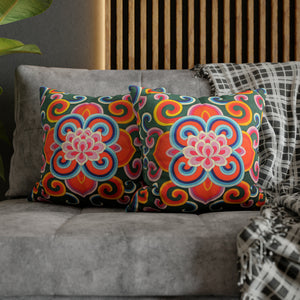 Tibetan Tradition Printing Spun Polyester Square Pillow Case